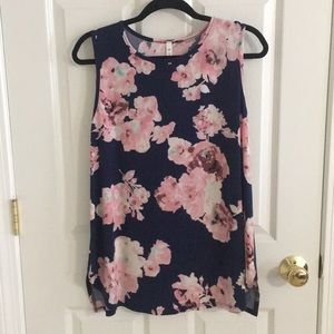 ❤️ MTS flowy floral tunic/tank navy blue & pink ❤️